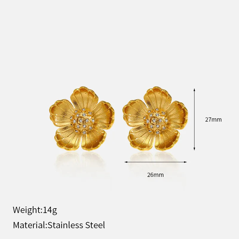 Gold-Plated Boho Flower Heart Earrings Ear Earrings