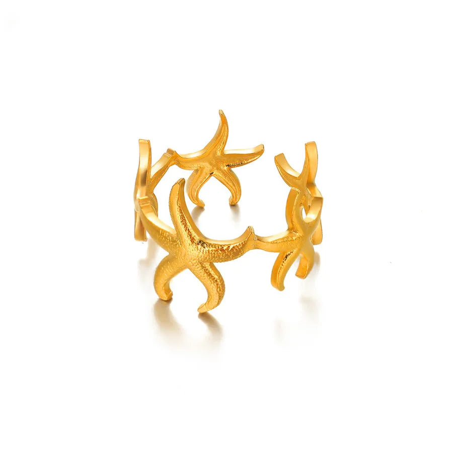 Gold Starfish Adjustable Ring – Stainless Steel 8
