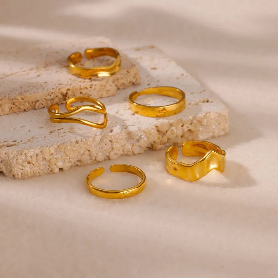 Minimalist 18K Gold Stainless Steel Ring