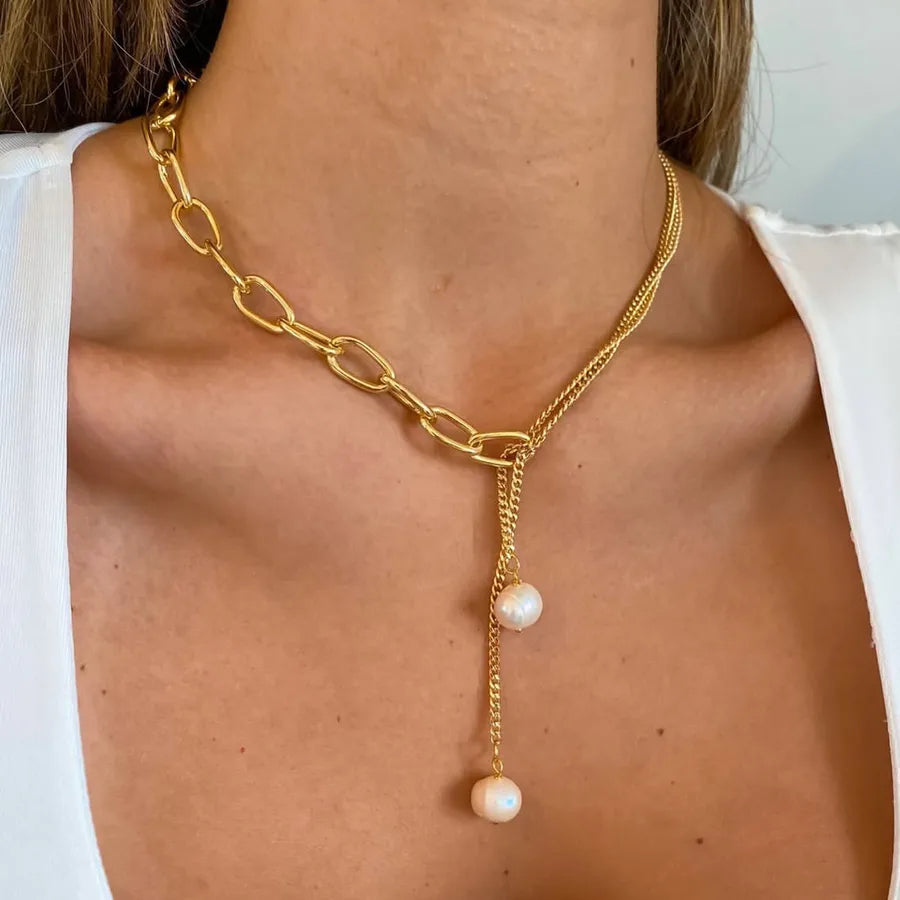 18K Gold Plated Natural Pearl Necklace