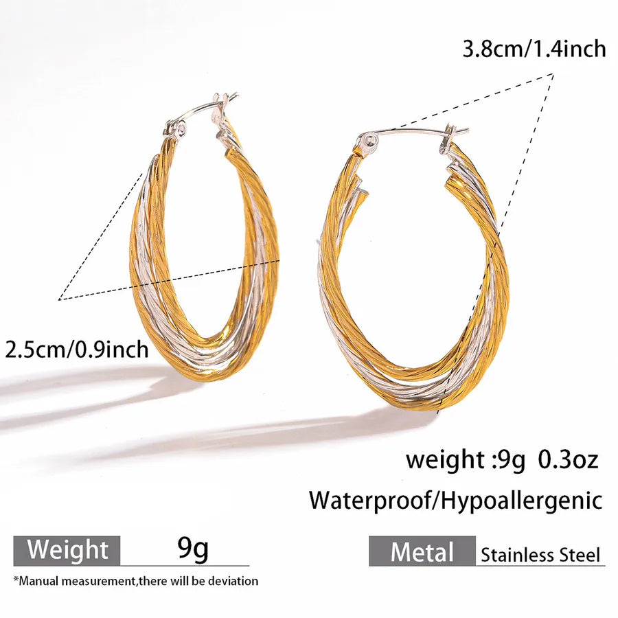 Gold & Silver Gradient Stainless Steel Earrings 1#