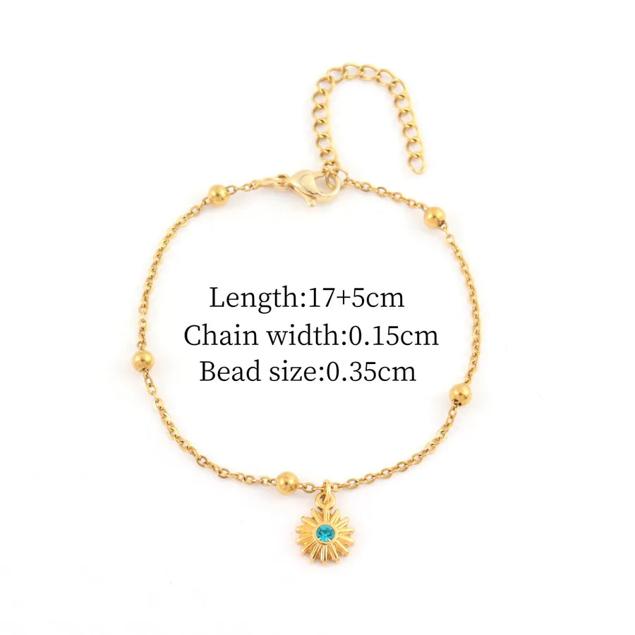 Gold Sun Pendant Stainless Steel Bracelet Gold Color8