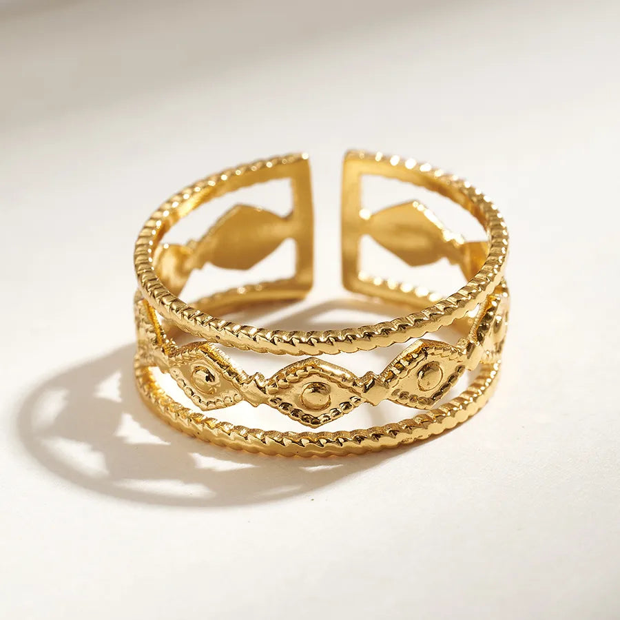 Gold Plated Stainless Steel Open Ring for Women F (inner Diameter: 17mm) 1 Pc Package