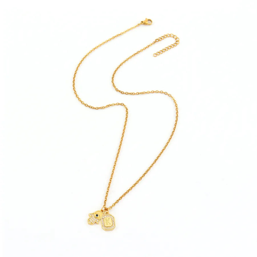 Gold Hand of Fatima Pendant Necklace