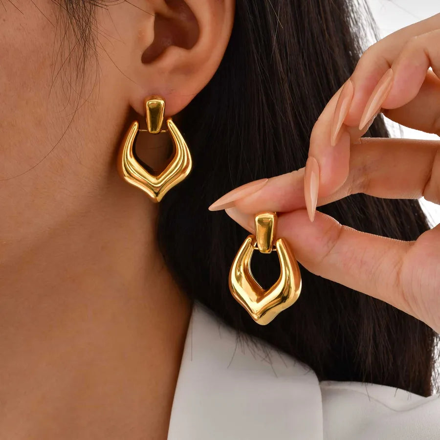 18K Gold Plated Geometric Stainless Steel Earrings