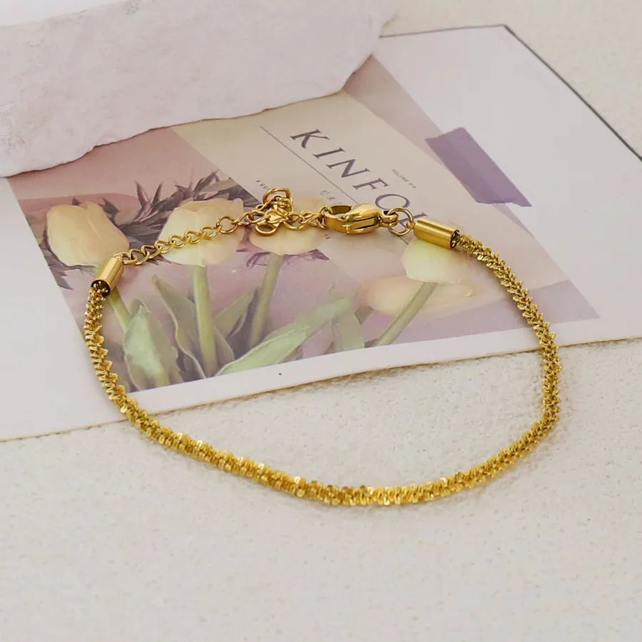 Gold Plated Stainless Steel Asymmetric Bracelet Average Size Gold Style 40