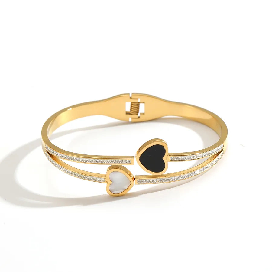 18K Gold Heart Bangle – Stainless Steel