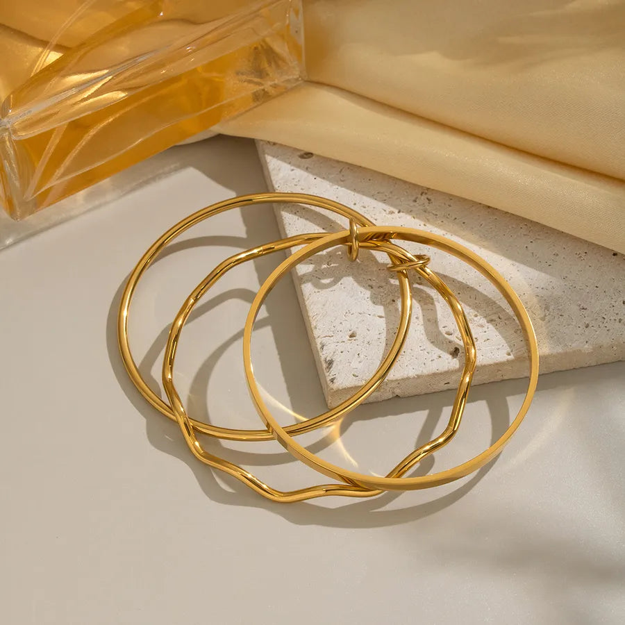 Gold Geometric Triple Bangle for Women