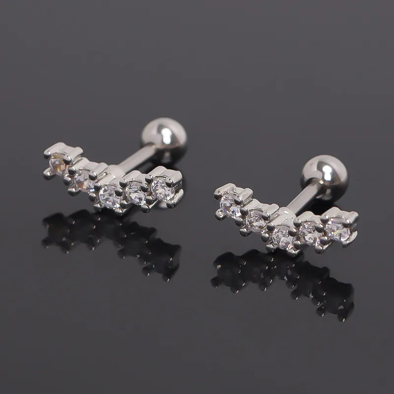 Minimalist Zircon Stainless Steel Ear Cuff Studs