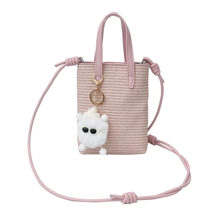 Women's Color Block PU Leather Shoulder Bag Pink