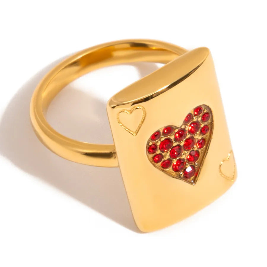 18K Gold Heart Ring in Stainless Steel