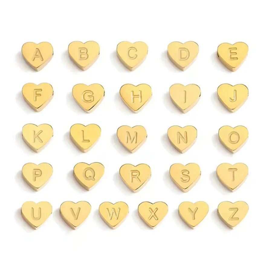 Gold Heart Initial Pendant Layered Necklace Set