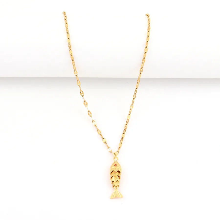 Gold Carp Pendant Necklace – Stainless Steel & Copper