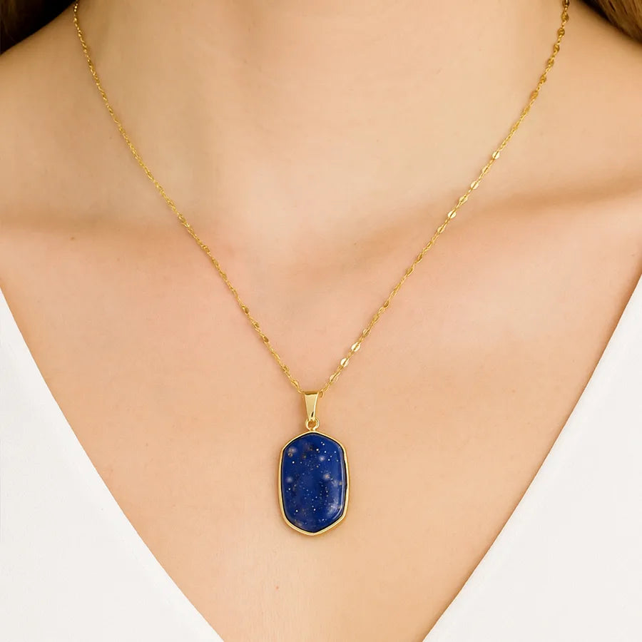 Lapis Lazuli Pendant Necklace – Handmade & Elegant Square
