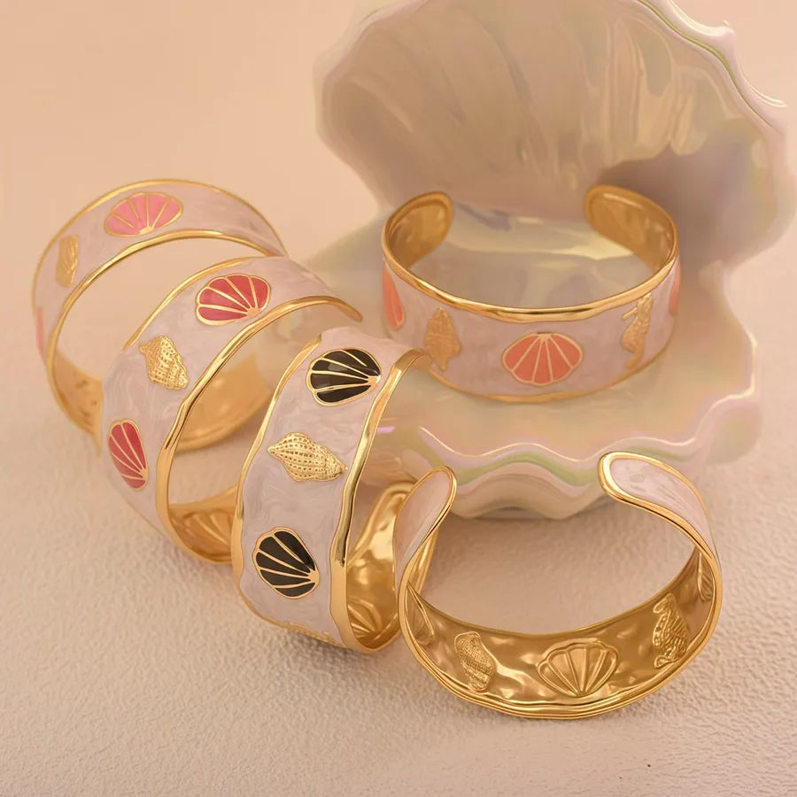 Gold-Plated Conch & Scallop Stainless Steel Bracelet