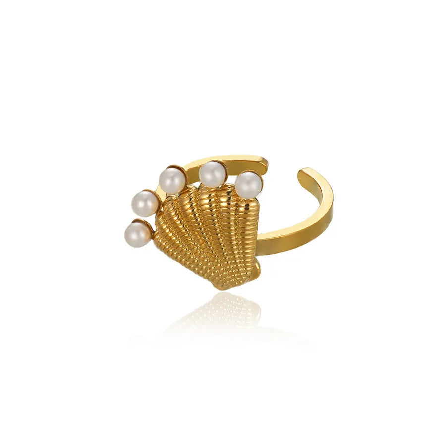 18K Gold Plated Geometric Pearl Ring