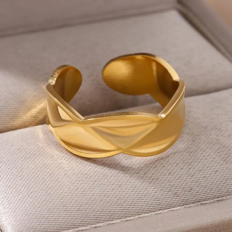 Gold Heart Open Ring for Women