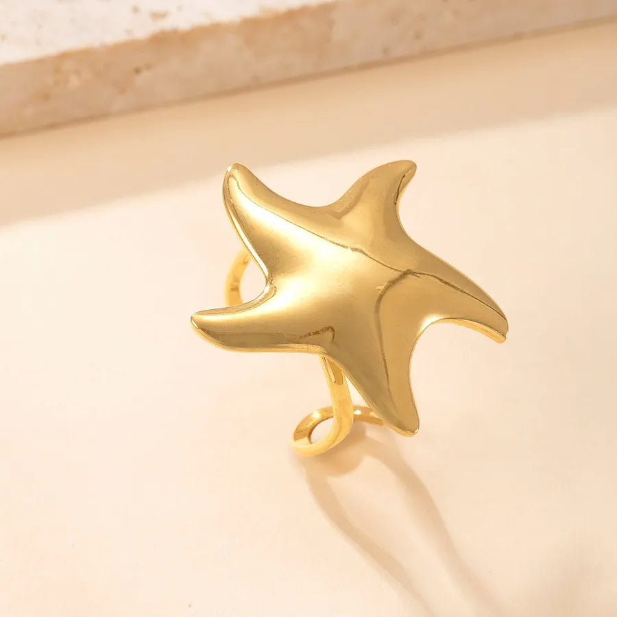 Geometric Stainless Steel Open Ring Average Size Gold-G Style