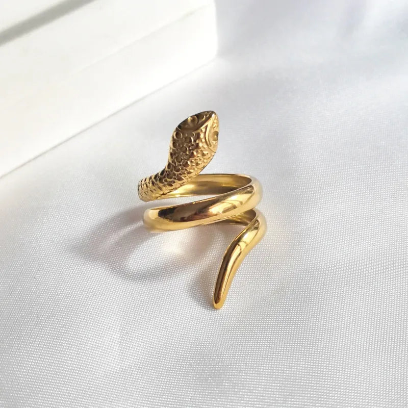 18K Gold Snake Open Ring – Stainless Steel Style 2