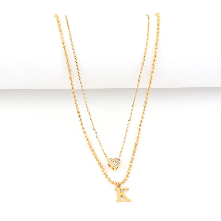 18K Gold Plated Heart & Letter Pendant Necklace
