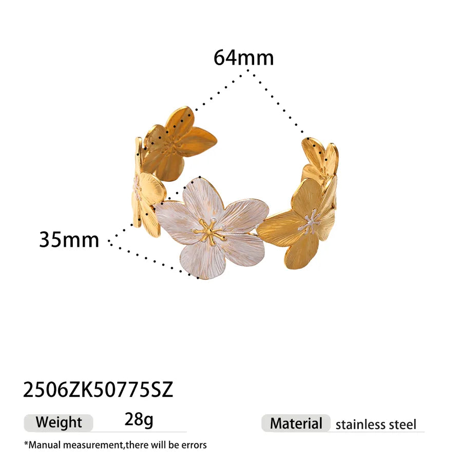 Gold Plated Stainless Steel Flower Bracelet 2506ZK50775SZ