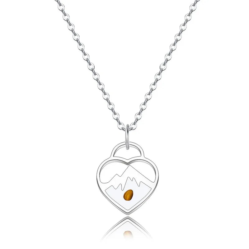 Mustard Seed Heart Necklace – Stainless Steel Silver
