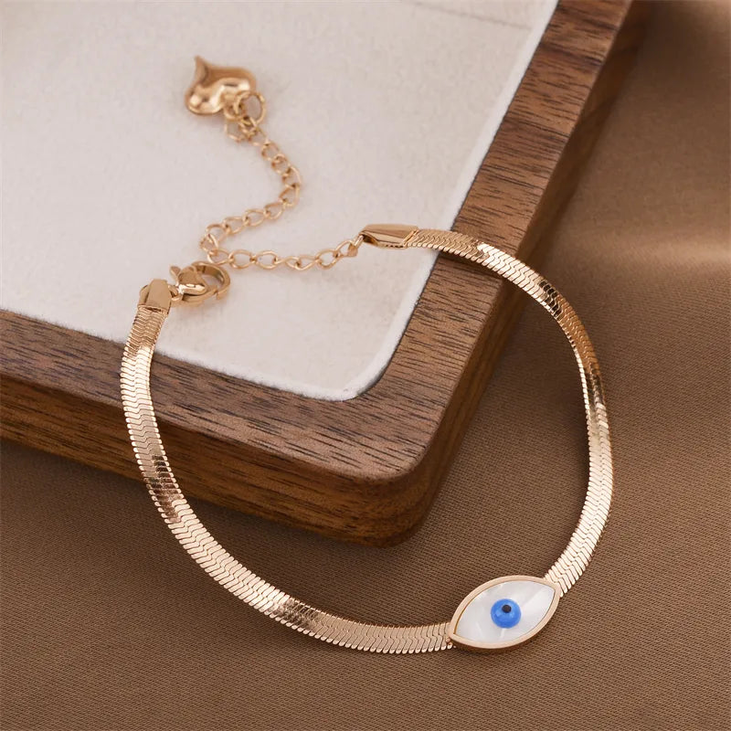 Women's Gold-Plated Evil Eye Stainless Bracelet Rose Gold