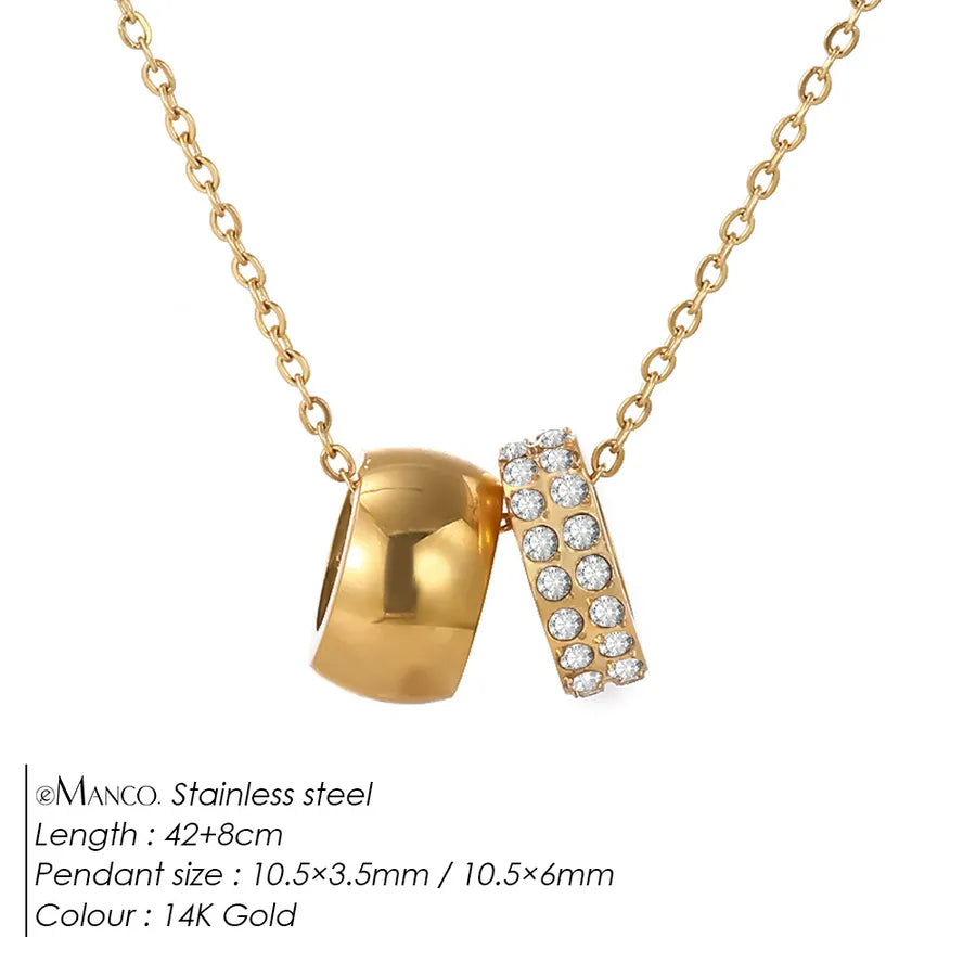 Stainless Steel Geometric Double Pendant Necklace 14K Gold