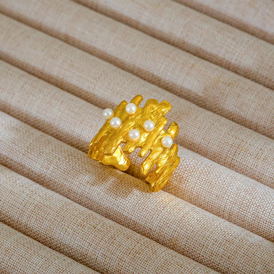 Adjustable 18K Gold Stainless Steel Ring 330