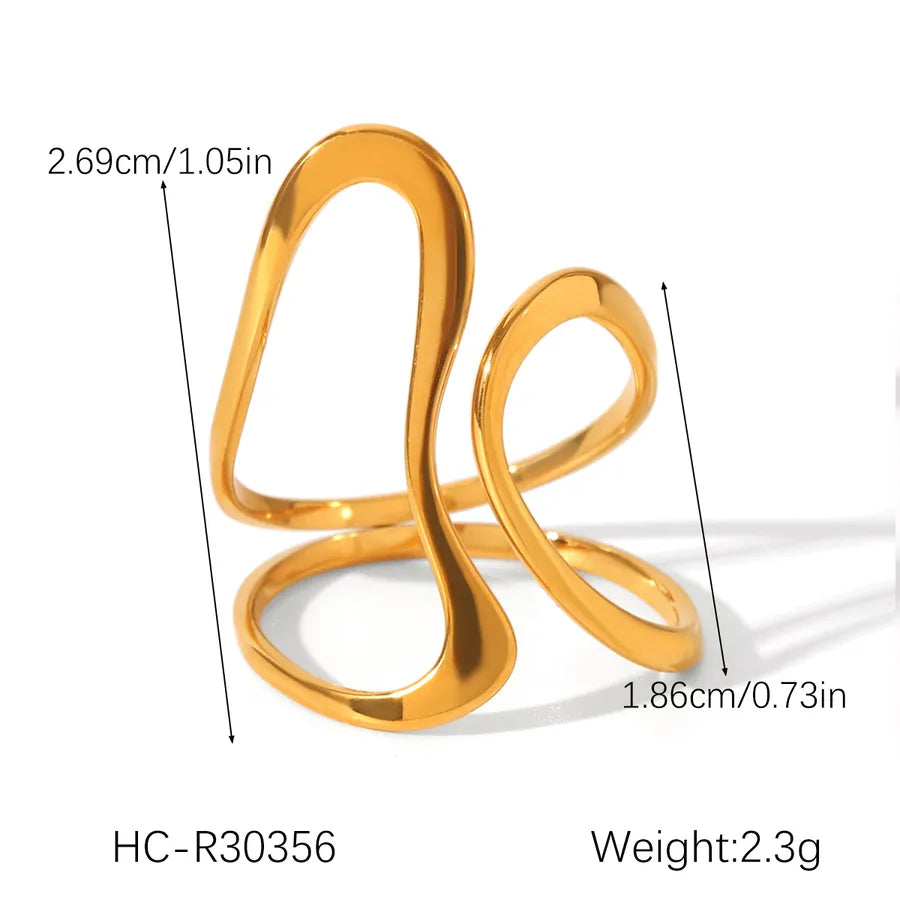 18K Gold PVD Coated Irregular Open Ring HC-R30356