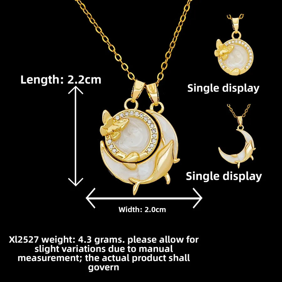 Butterfly & Whale Couple Pendant Necklace XL2527 Yunmeng Butterfly Whale White Necklace Gold