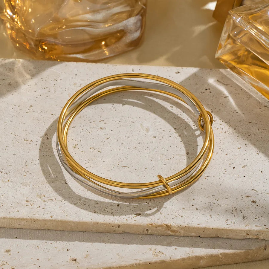 Gold & Silver Geometric Waterproof Bangle
