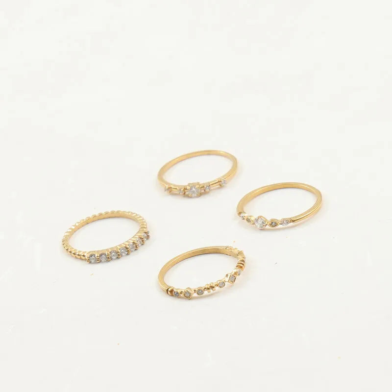 18K Gold Plated Zircon Geometric Titanium Ring