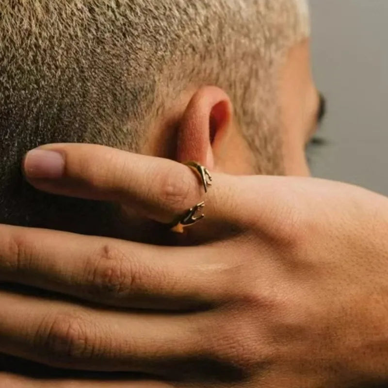 18K Gold Plated Titanium Hand Gesture Ring