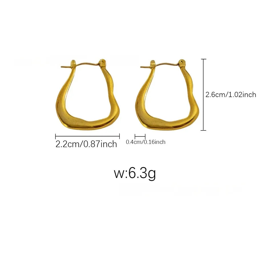Elegant Gold Titanium Steel Hoop Earrings