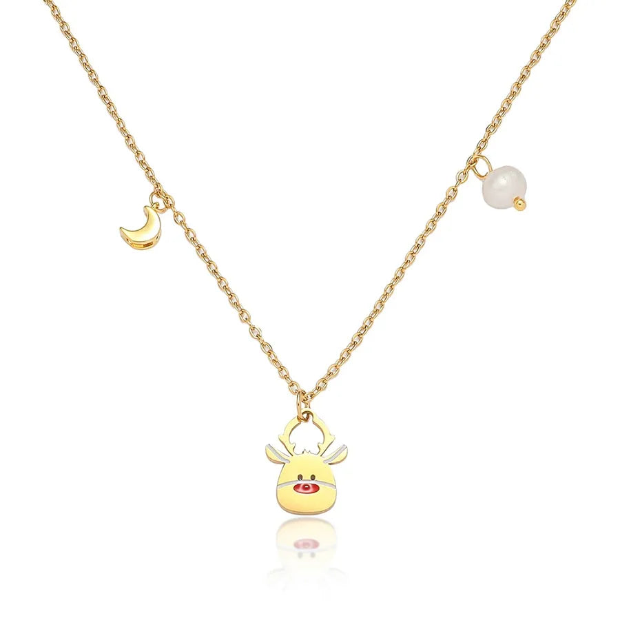 Freshwater Pearl Christmas Deer Necklace