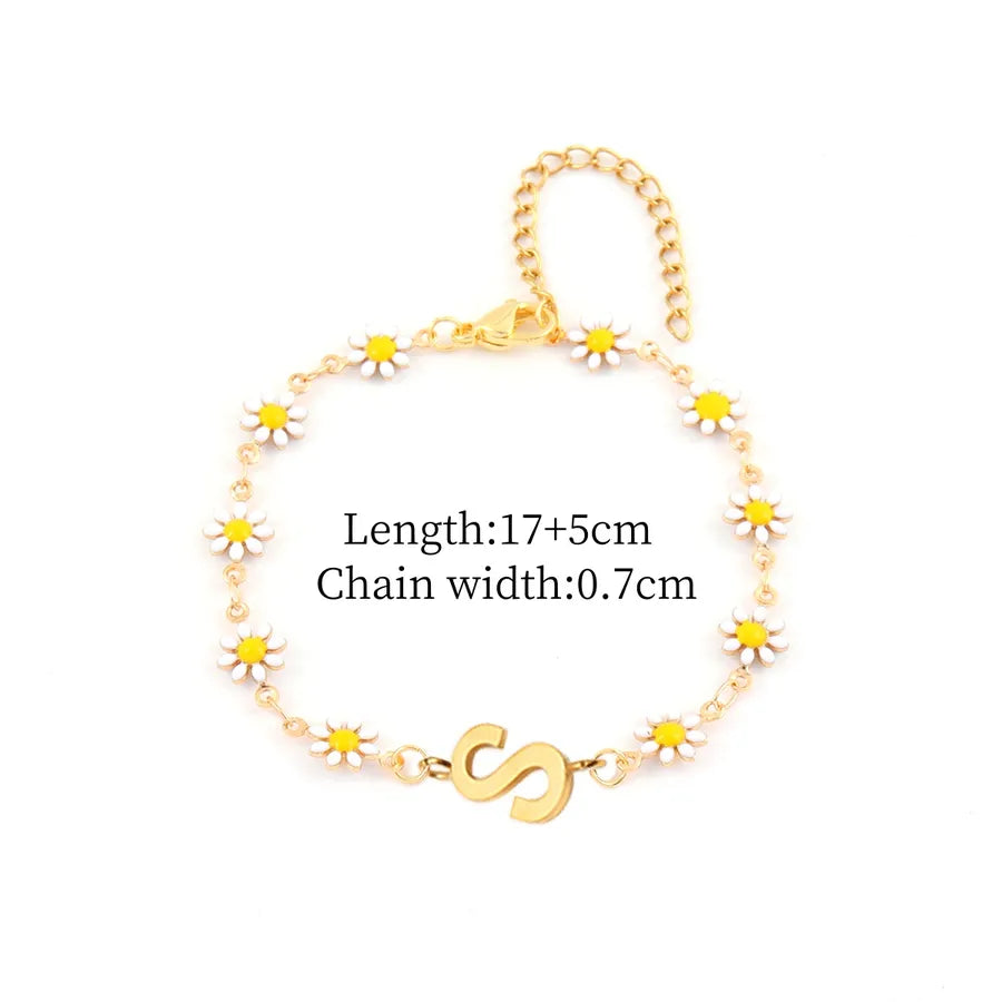Gold Daisy Chain Bracelet for Women Gold S