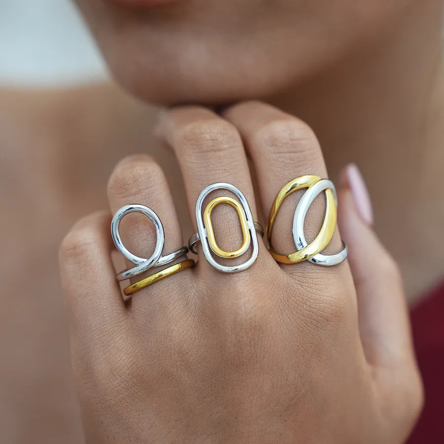 18K Gold Plated Geometric Adjustable Open Ring