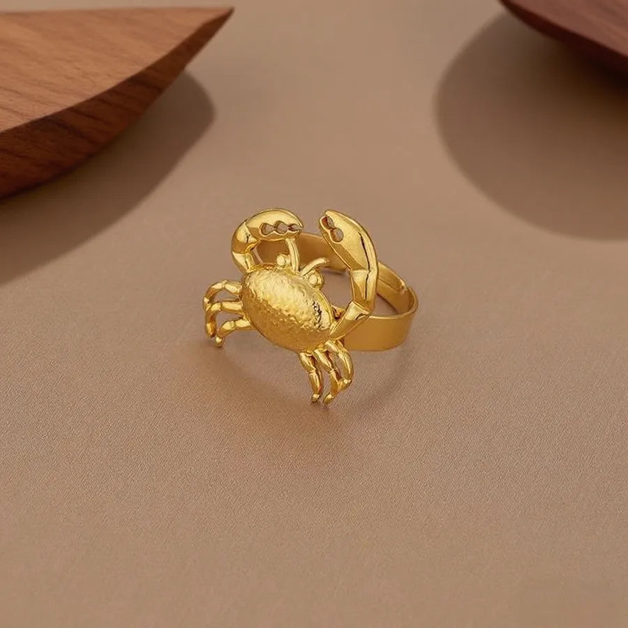 Hollow Seahorse Ring in Stainless Steel Z0125-Crab-Ring- Gold