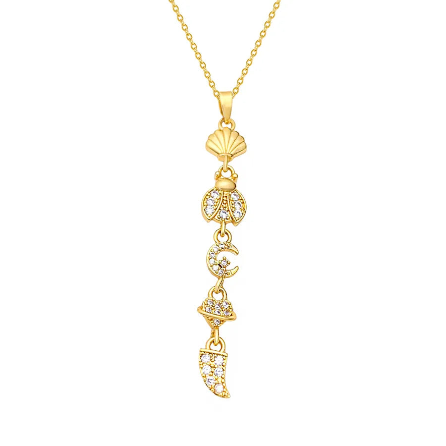 Gold Plated Sun Moon Star Pendant Necklace