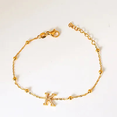 Elegant Letter Bracelet in 304 Stainless Steel Gold Letter [K] Bracelet B0021KG