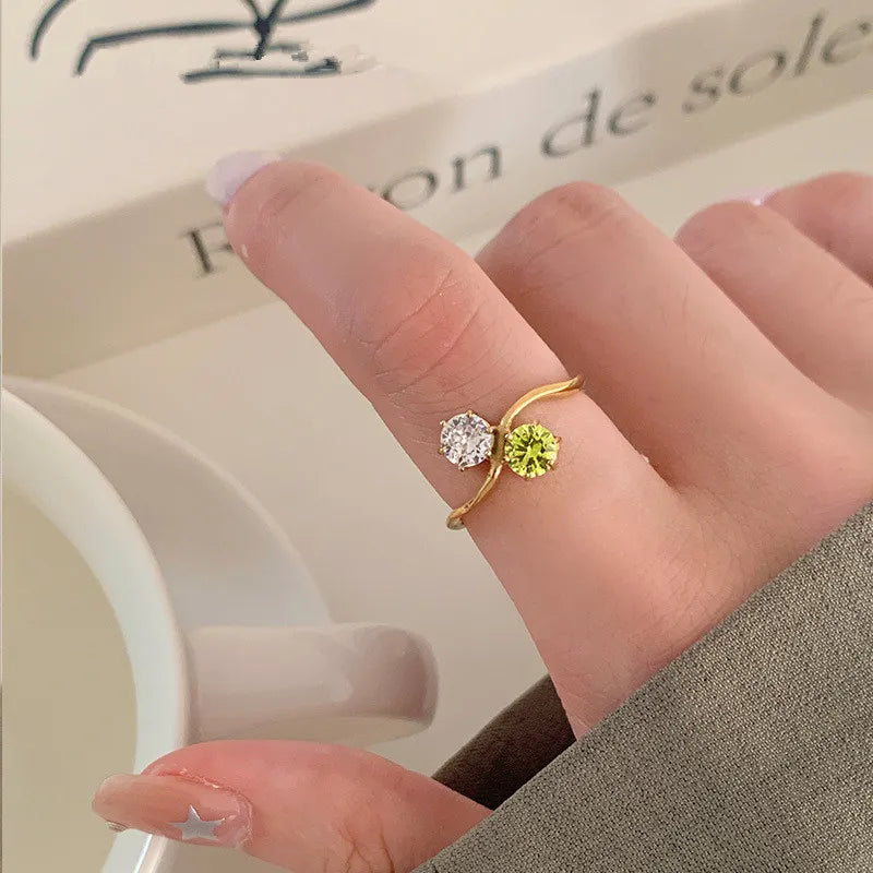 Gold Geometric Zirconia Stackable Ring