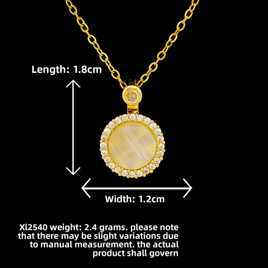 Butterfly & Whale Couple Pendant Necklace XL2540 Rotating Round Medium Cat's Eye Stone Necklace Gold