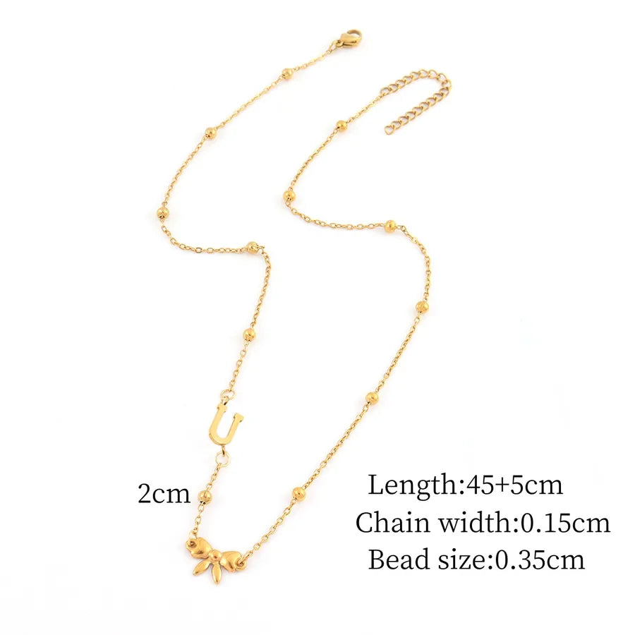 Gold Butterfly Knot Pendant Necklace Gold U