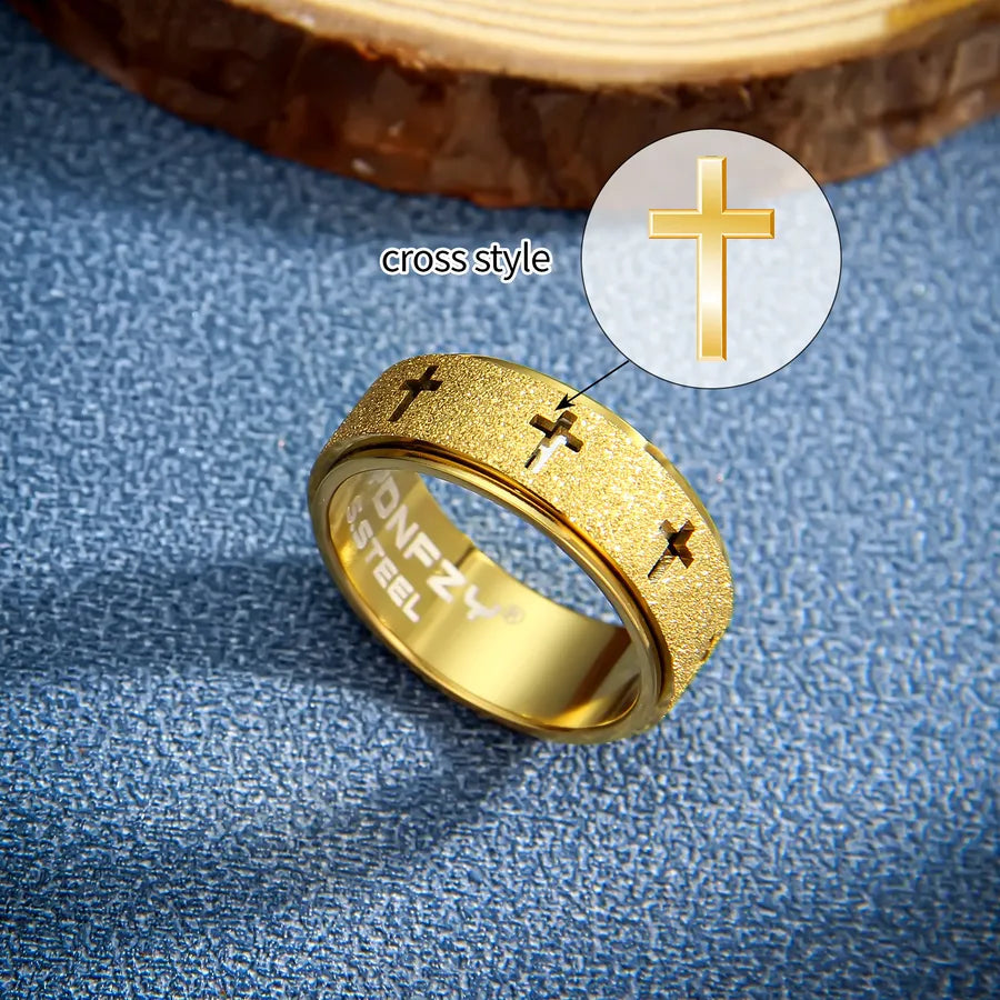 Retro Titanium Steel Geometric Couple Ring