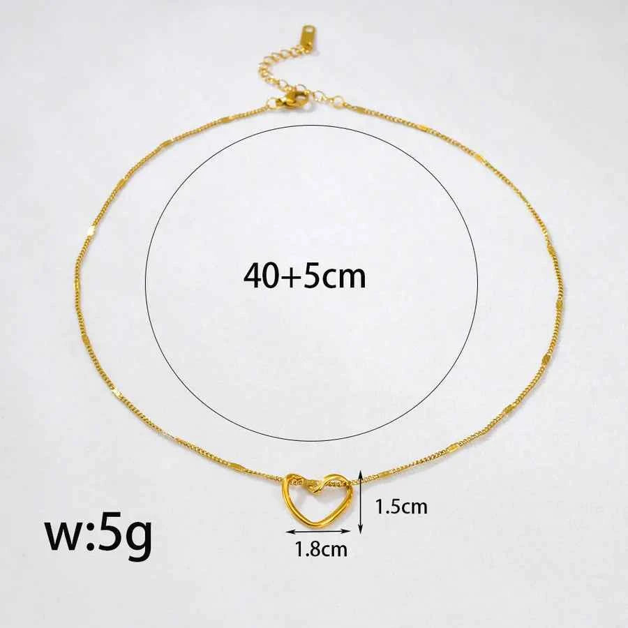 18K Gold Plated Hollow Heart Necklace & Bracelet Set