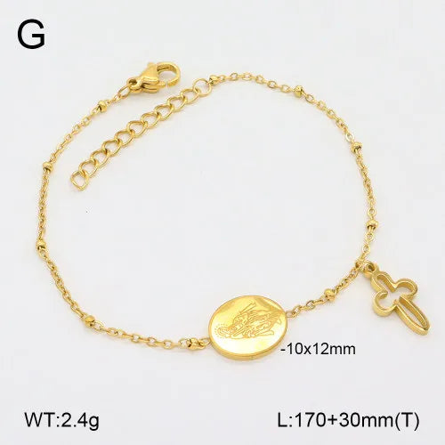 Vintage Gold Cross Stainless Steel Bracelet