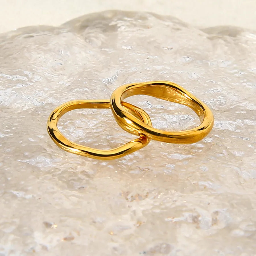 Wavy Edge 18K Gold Plated Stainless Steel Ring