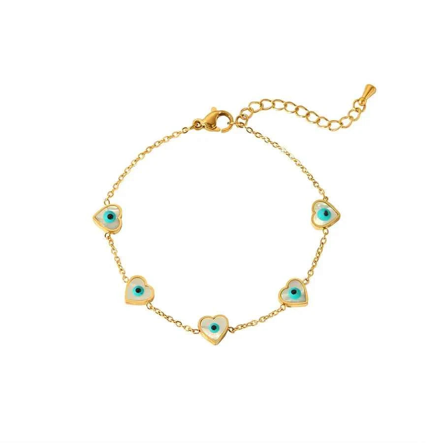 18K Gold Plated Heart Bracelet & Necklace Set