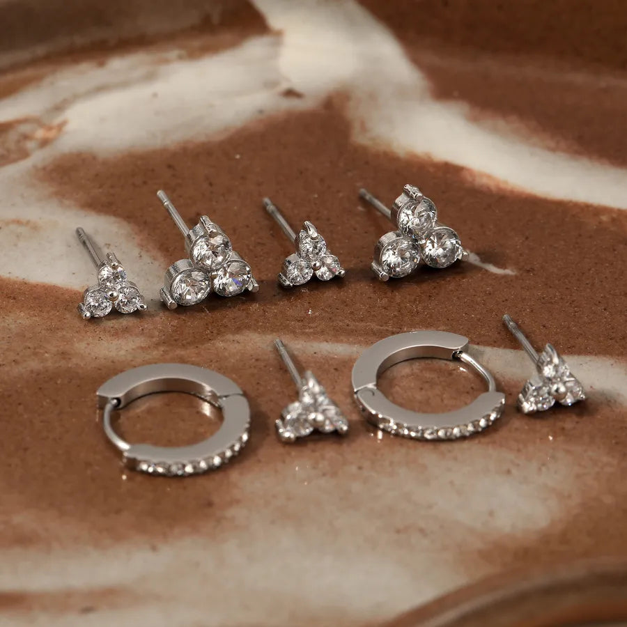 Gold Plated Clover & Hoop Stainless Steel Earrings